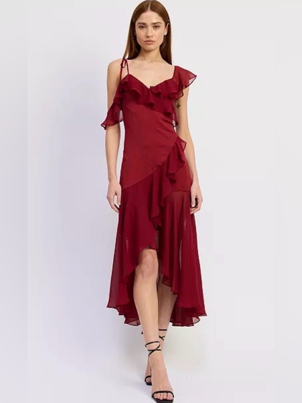 En Saison Annalis High-Low Burgundy Dress